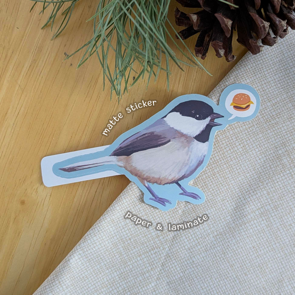 Cheeseburger Chickadee Sticker