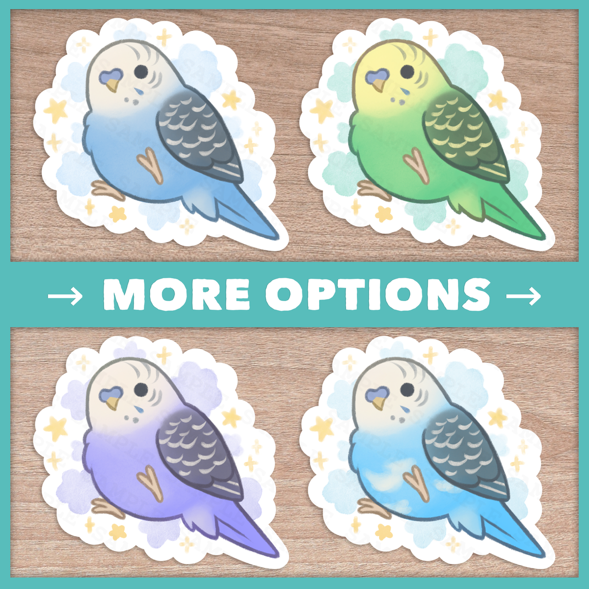 Cloudy Budgie Stickers