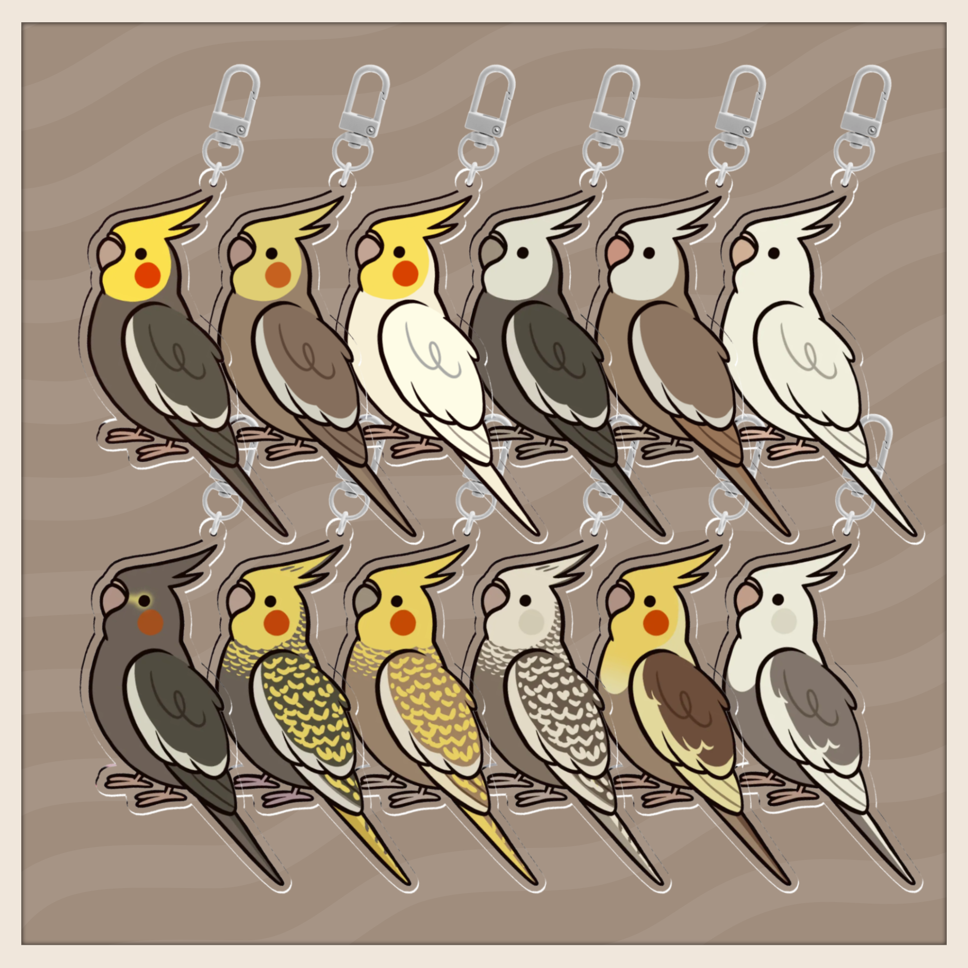 Cockatiel Cutie Acrylic Charm Keychains