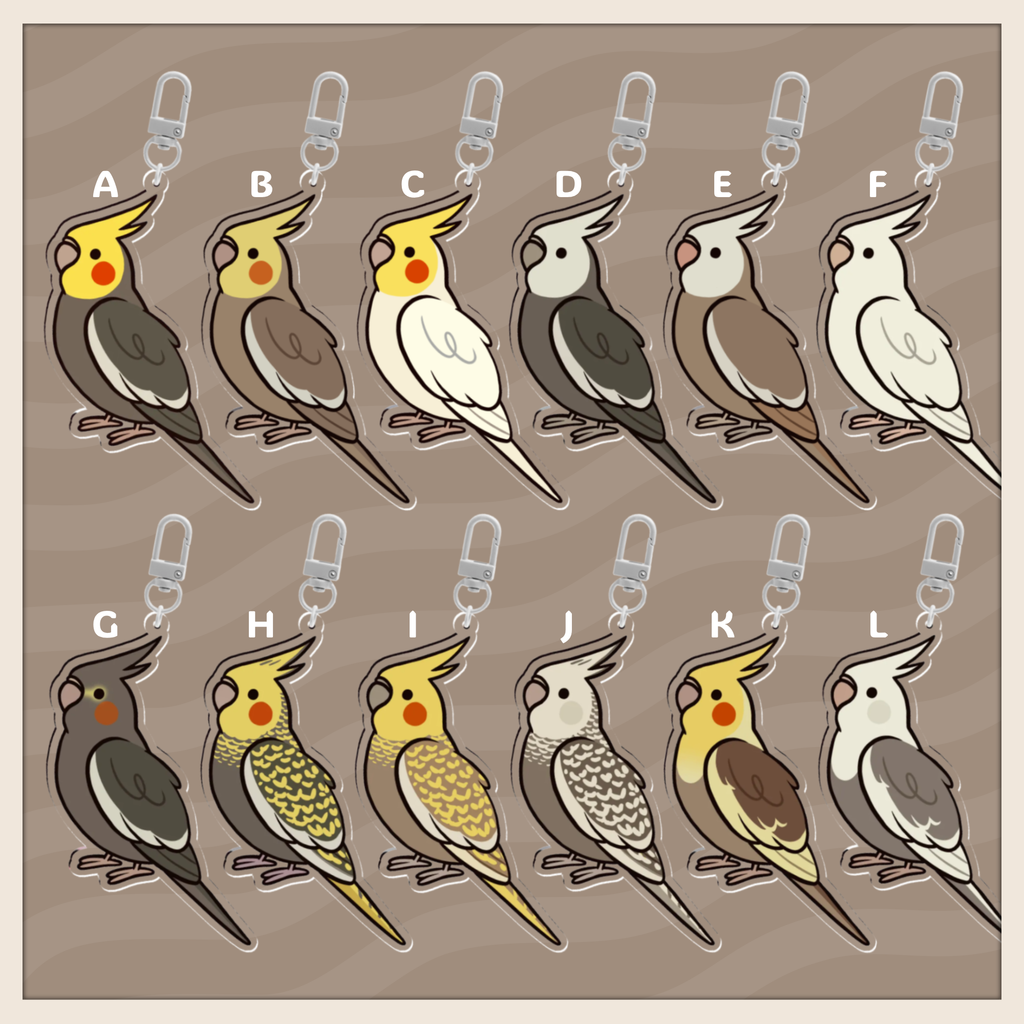 Cockatiel Cutie Acrylic Charm Keychains
