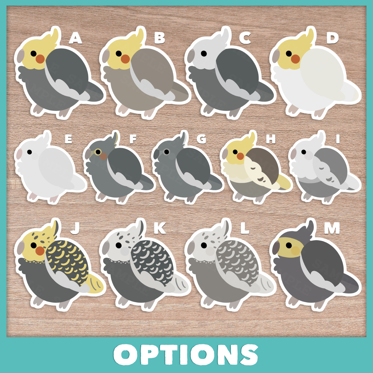 Cockatiel Fluffballs Stickers