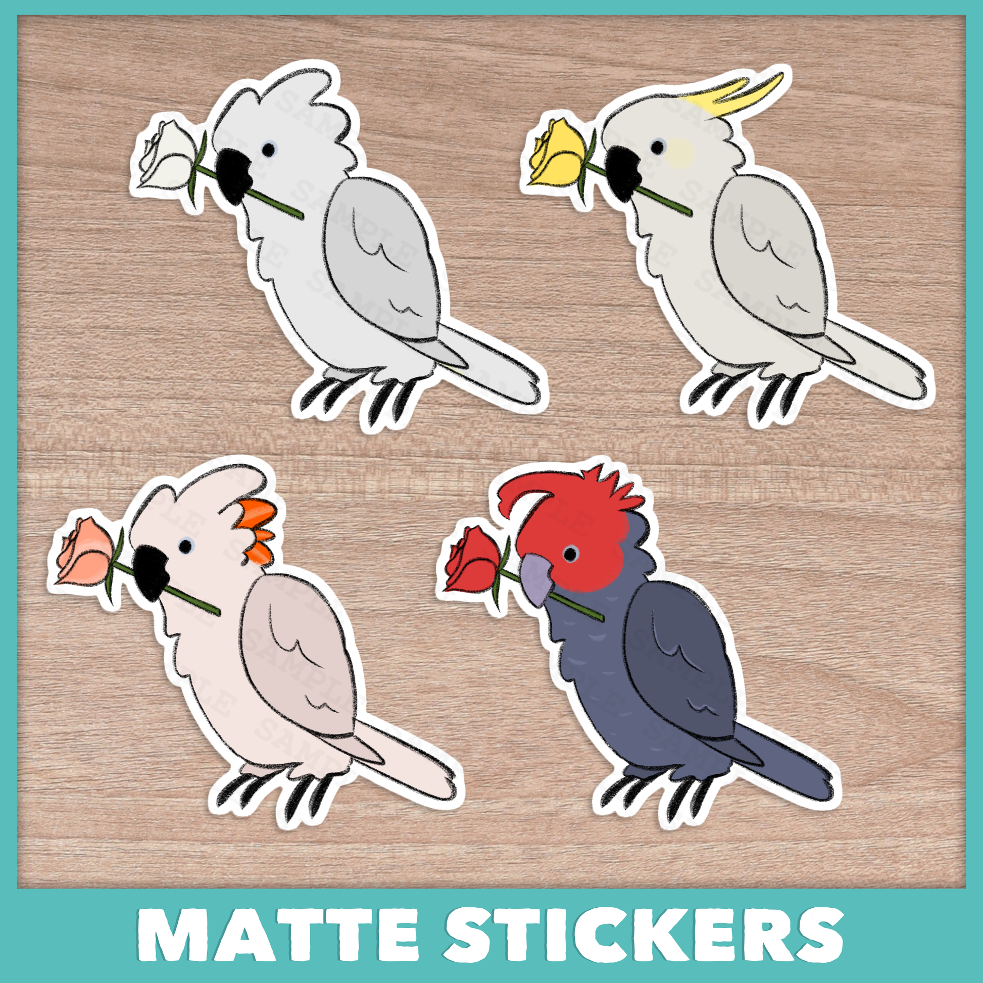 Cockatoo Rose Stickers
