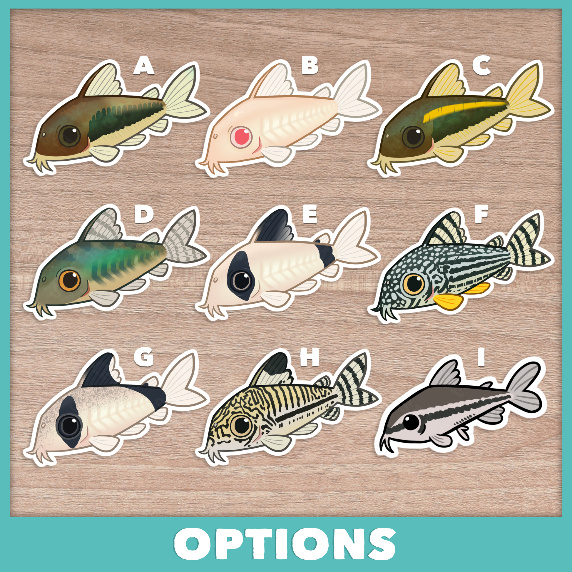 Corydoras Catfish (Cuties) Stickers