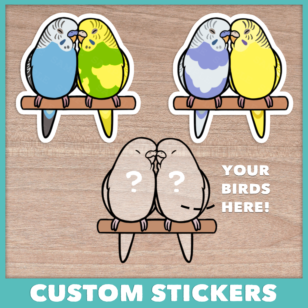 Custom Budgie Pair Stickers