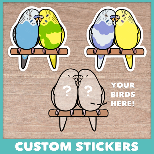 Custom Budgie Pair Stickers