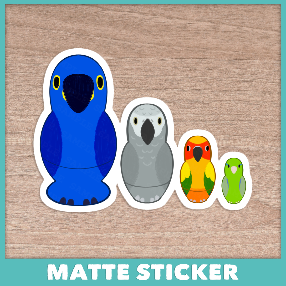 Nesting Doll Parrots Sticker