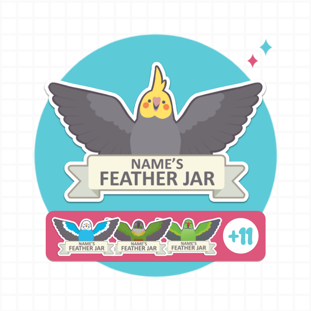 Custom Feather Jar Sticker for Parrots