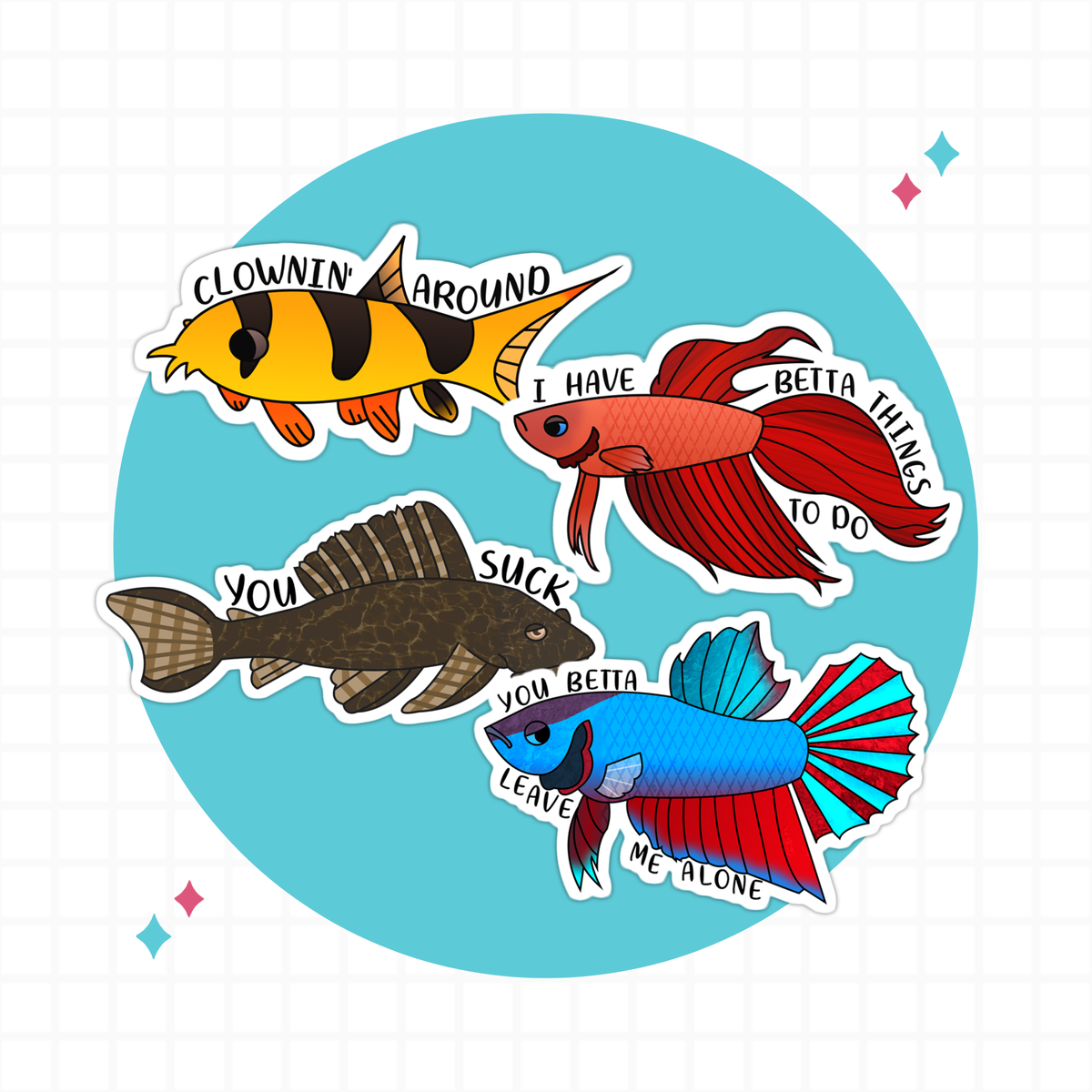 Aquarium Fish Puns Stickers