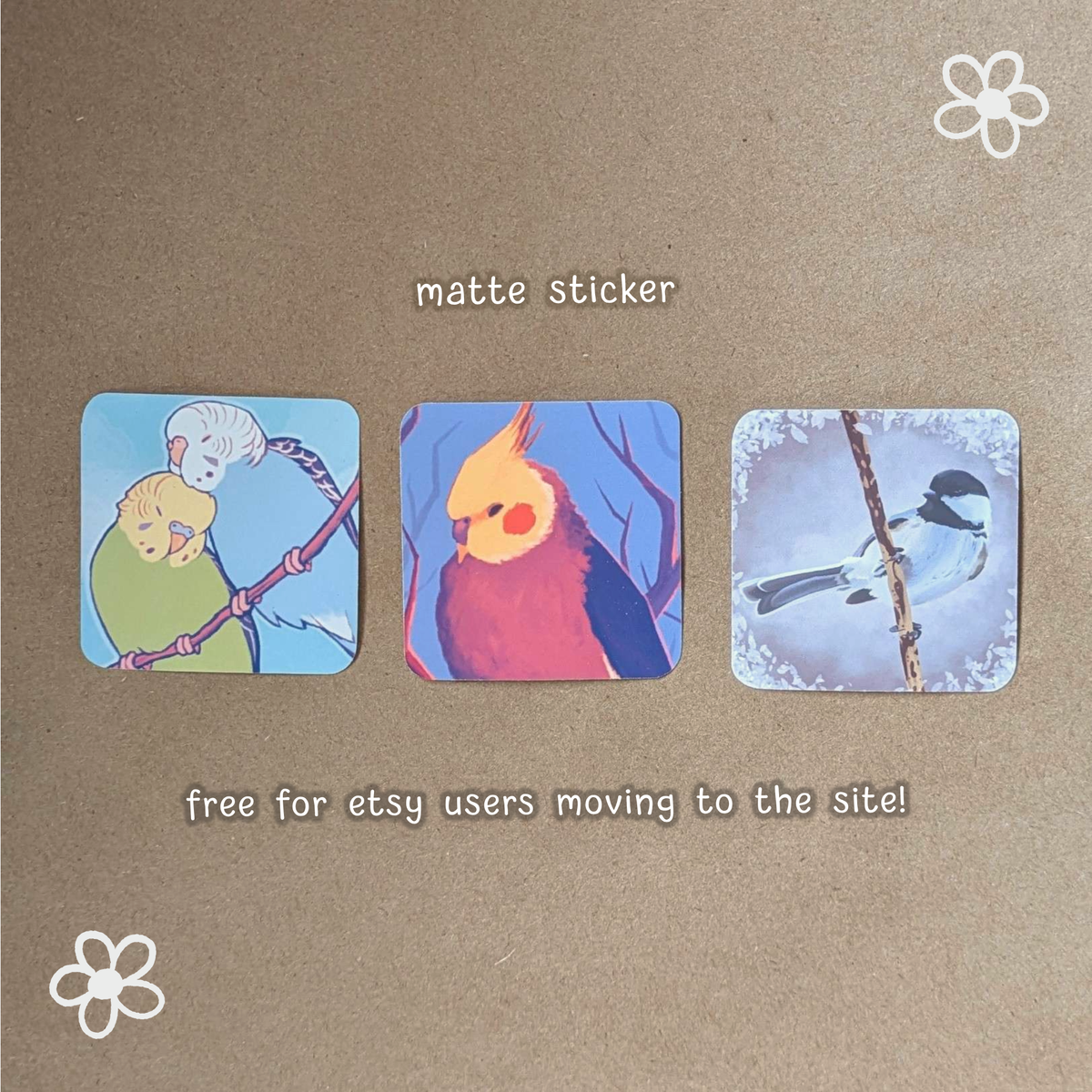 Artsy Bird Square Stickers [Free for Etsy Users!]