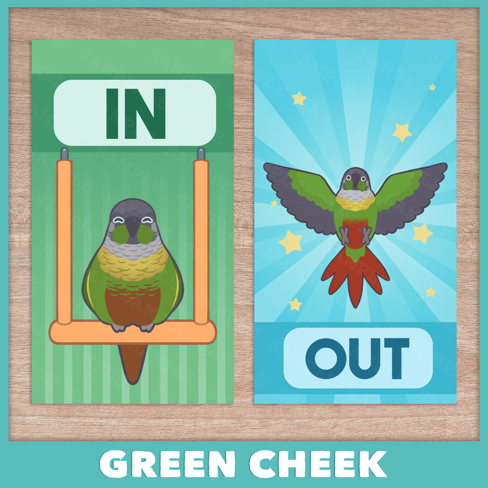 In/Out of Cage Door Hanger (Green Cheek Conure) - 2025 Version!