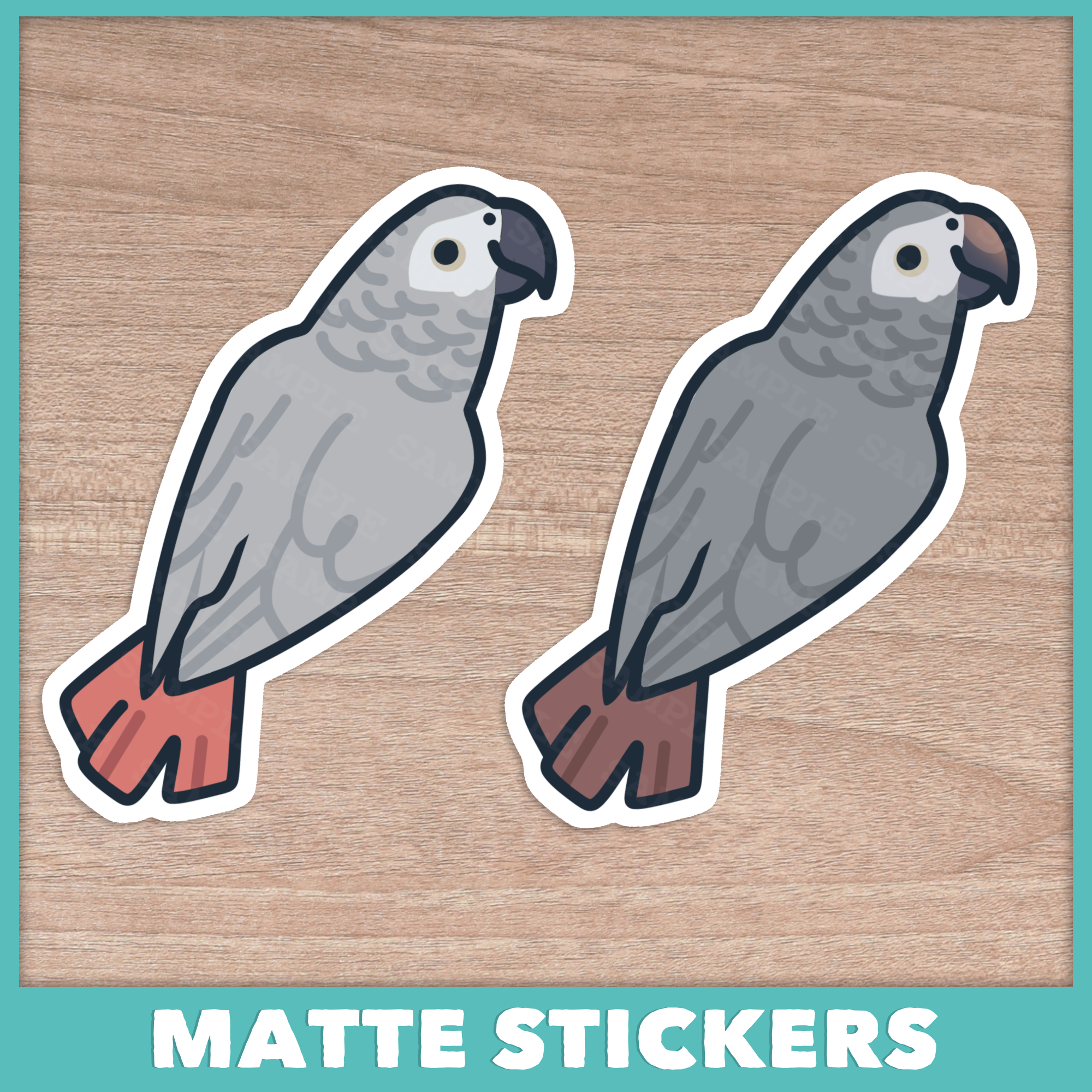 African Grey Tail Fan Stickers