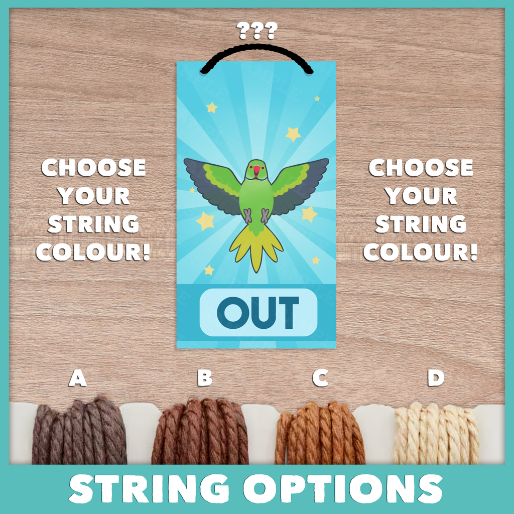 In/Out of Cage Door Hanger (Indian Ringneck) - 2025 Version!