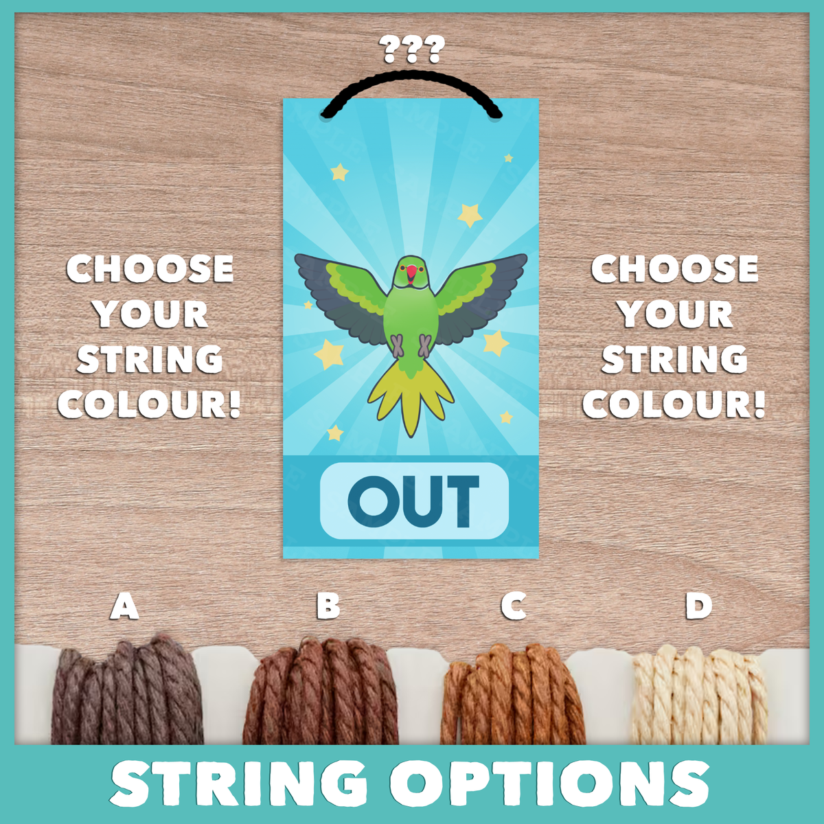 In/Out of Cage Door Hanger (Indian Ringneck) - 2025 Version!