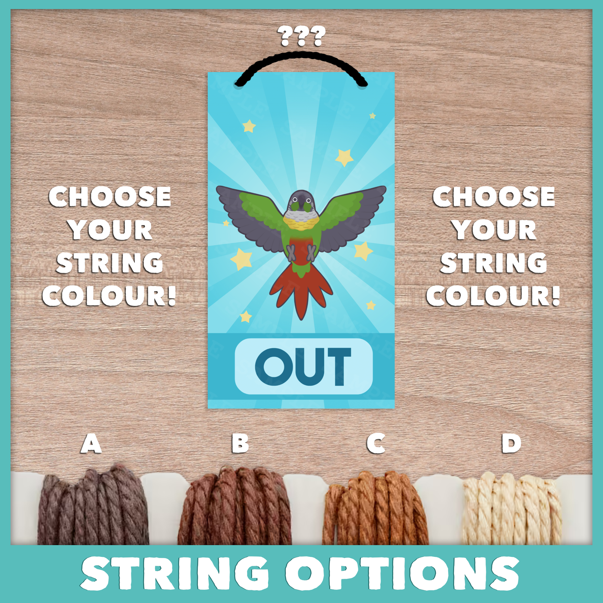 In/Out of Cage Door Hanger (Green Cheek Conure) - 2025 Version!