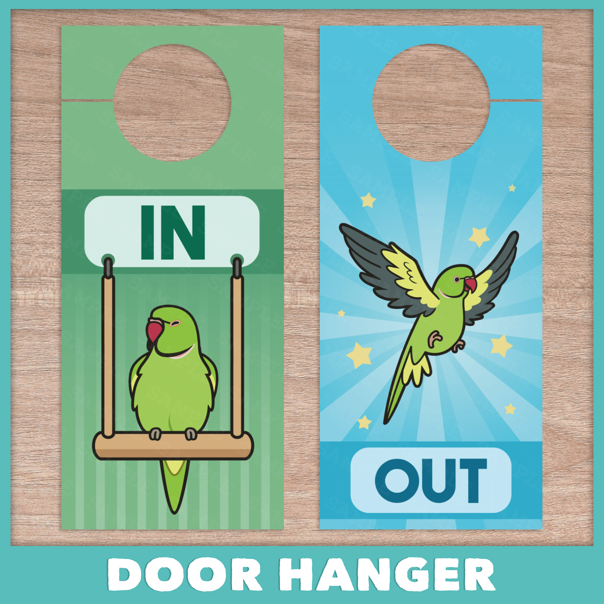 In/Out of Cage Door Hanger (Indian Ringneck) - 2023 Version