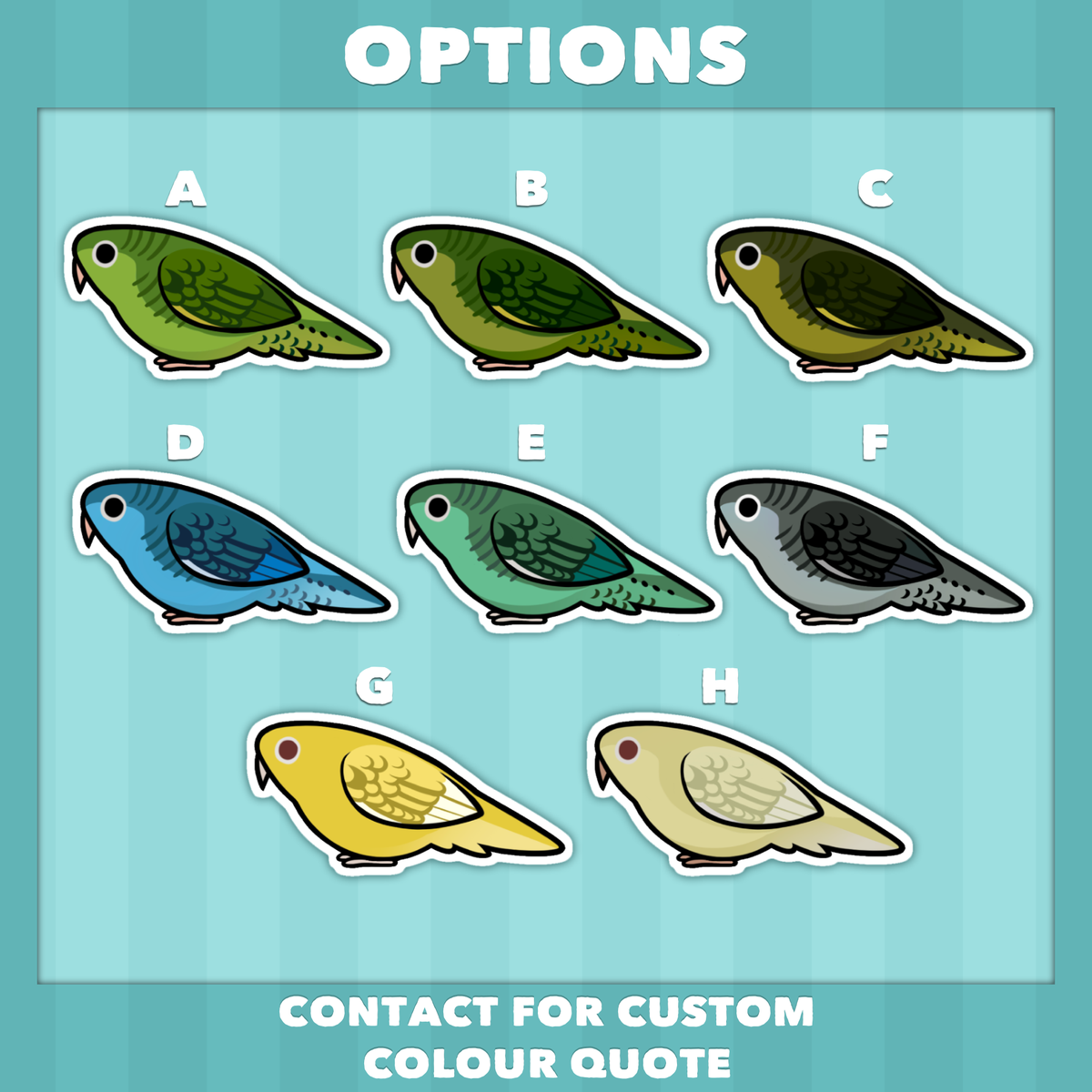 Lineolated/Barred Parakeet (Linnies) Waterproof Stickers