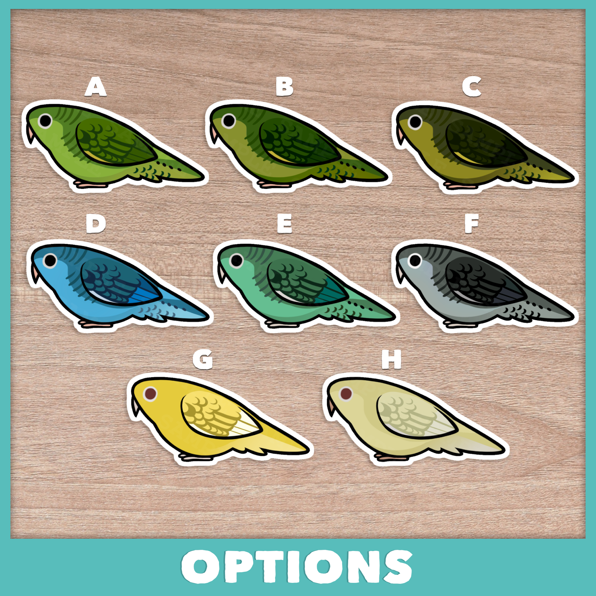 Lineolated/Barred Parakeet (Linnies) Waterproof Stickers