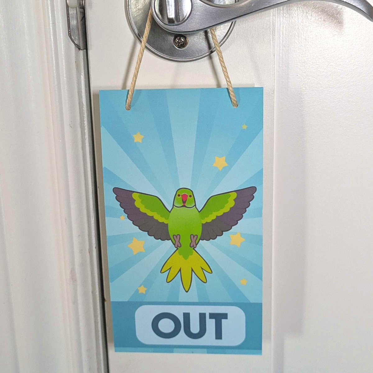 In/Out of Cage Door Hanger (Indian Ringneck) - 2025 Version!