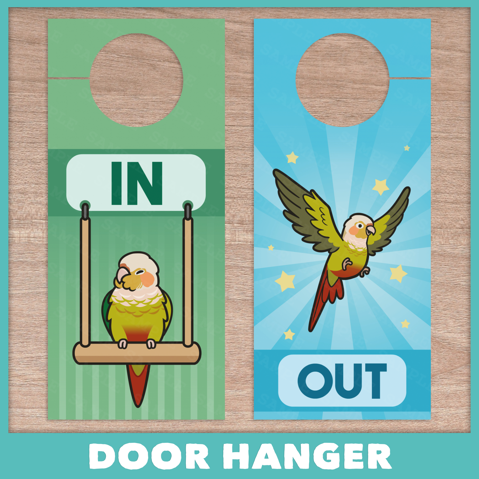 In/Out of Cage Door Hanger (Pineapple Conure) - 2023 Version