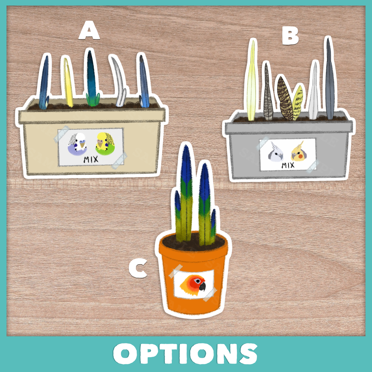 Potted Parrot Stickers