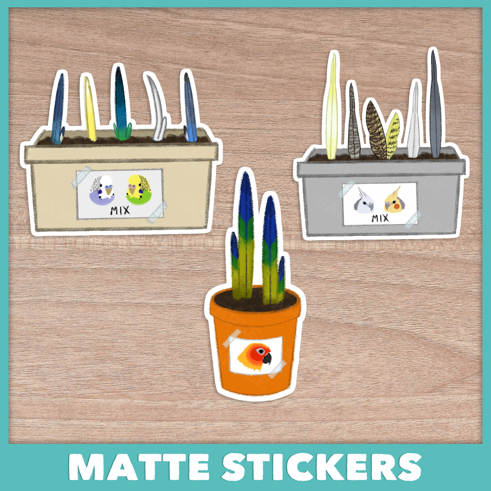 Potted Parrot Stickers