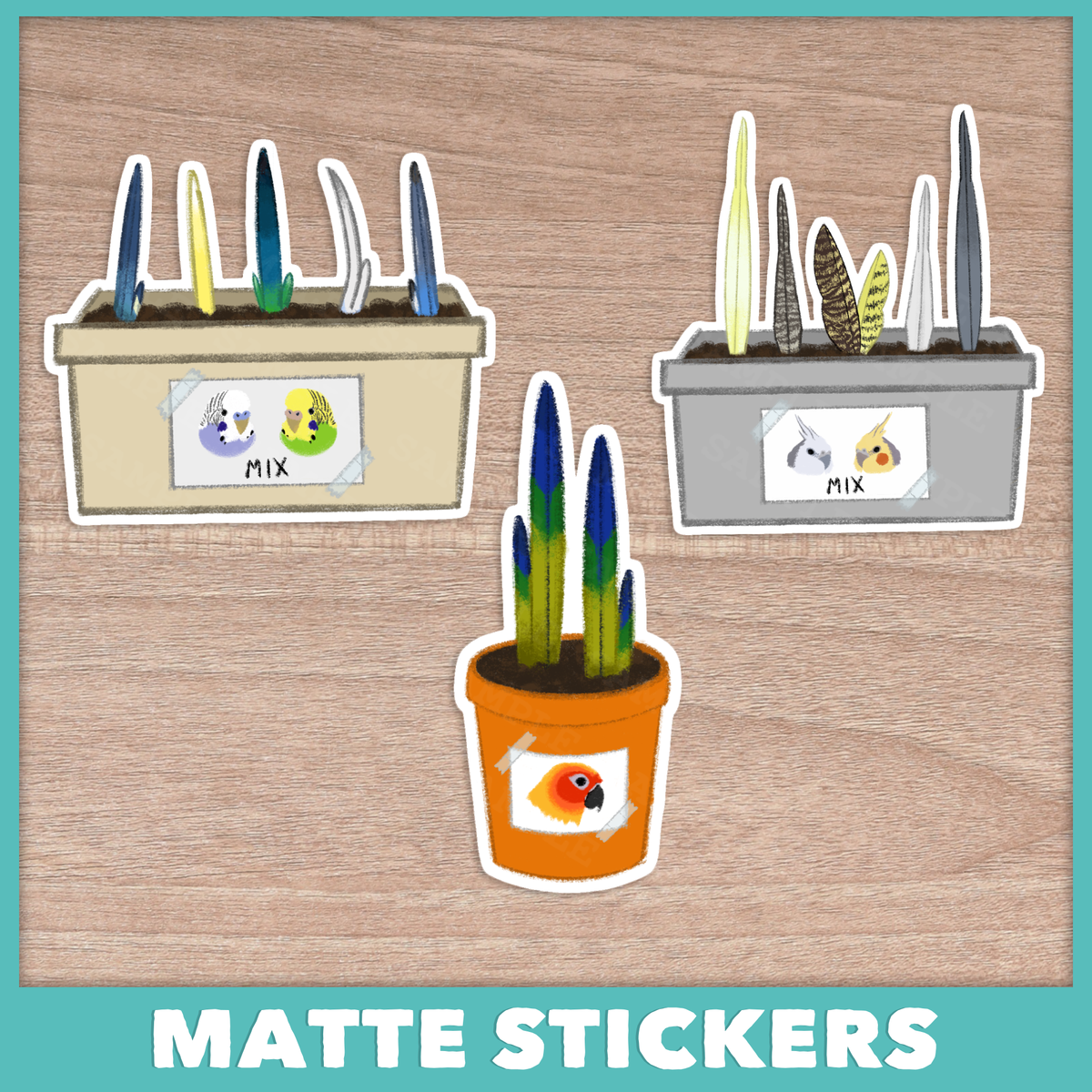 Potted Parrot Stickers