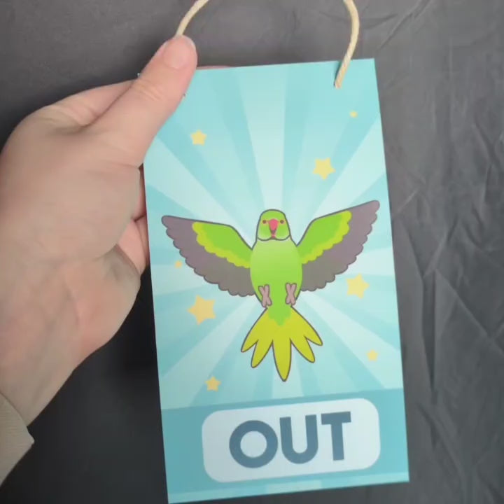 In/Out of Cage Door Hanger (Indian Ringneck) - 2025 Version!