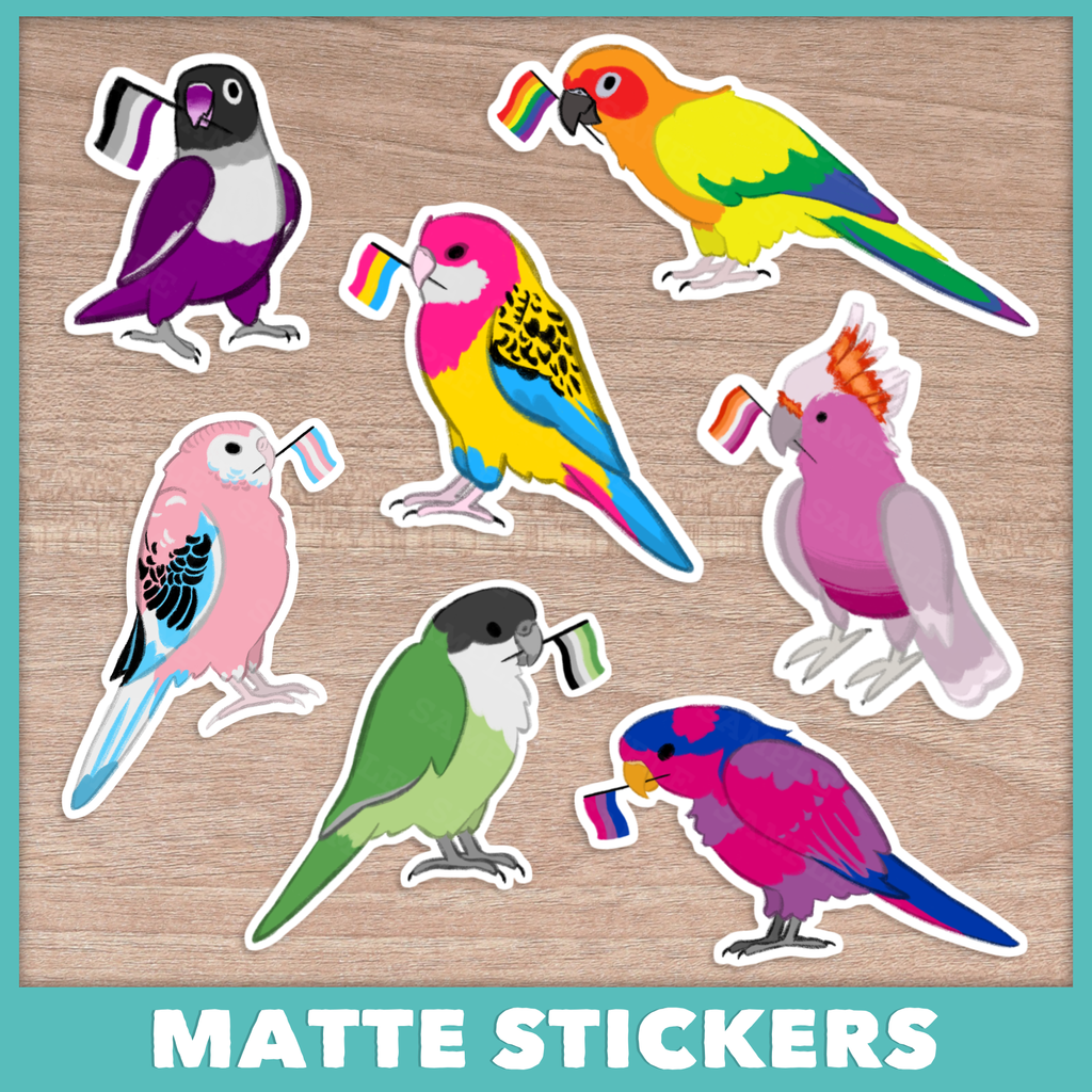 Pride Flag Parrot Stickers