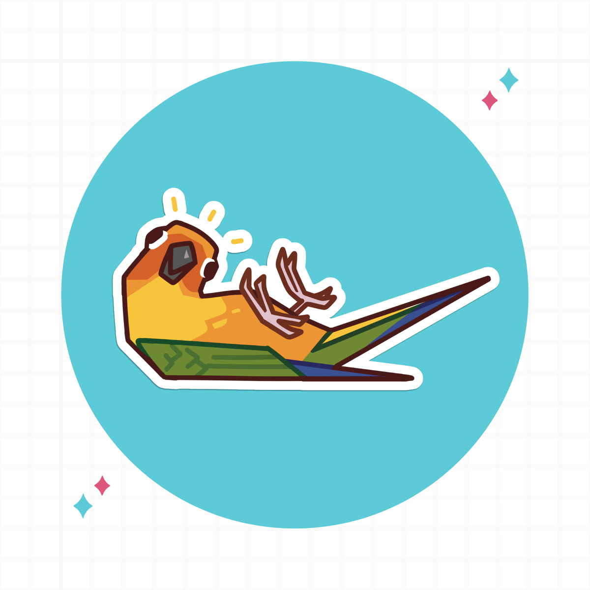 Supine Sun Conure Sticker