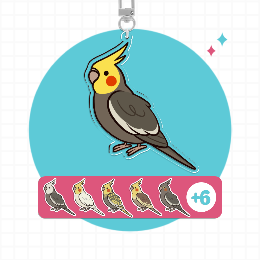 Cockatiel Cutie Acrylic Charm Keychains