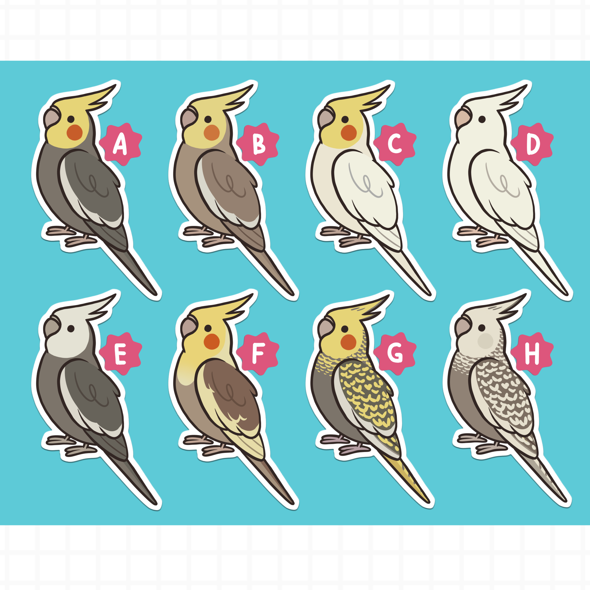 Cockatiel (Cuties) Stickers