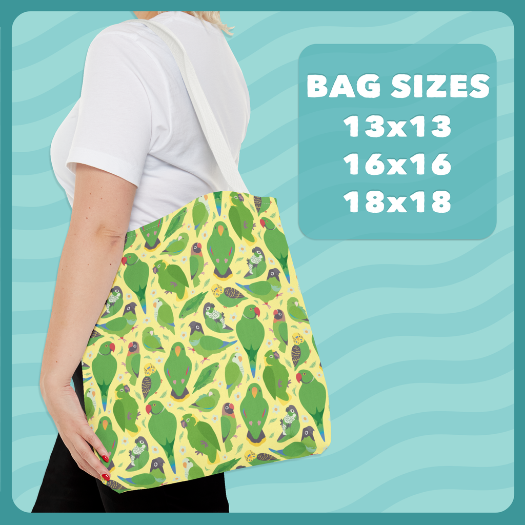 Green Parrot Species Pattern Tote Bag