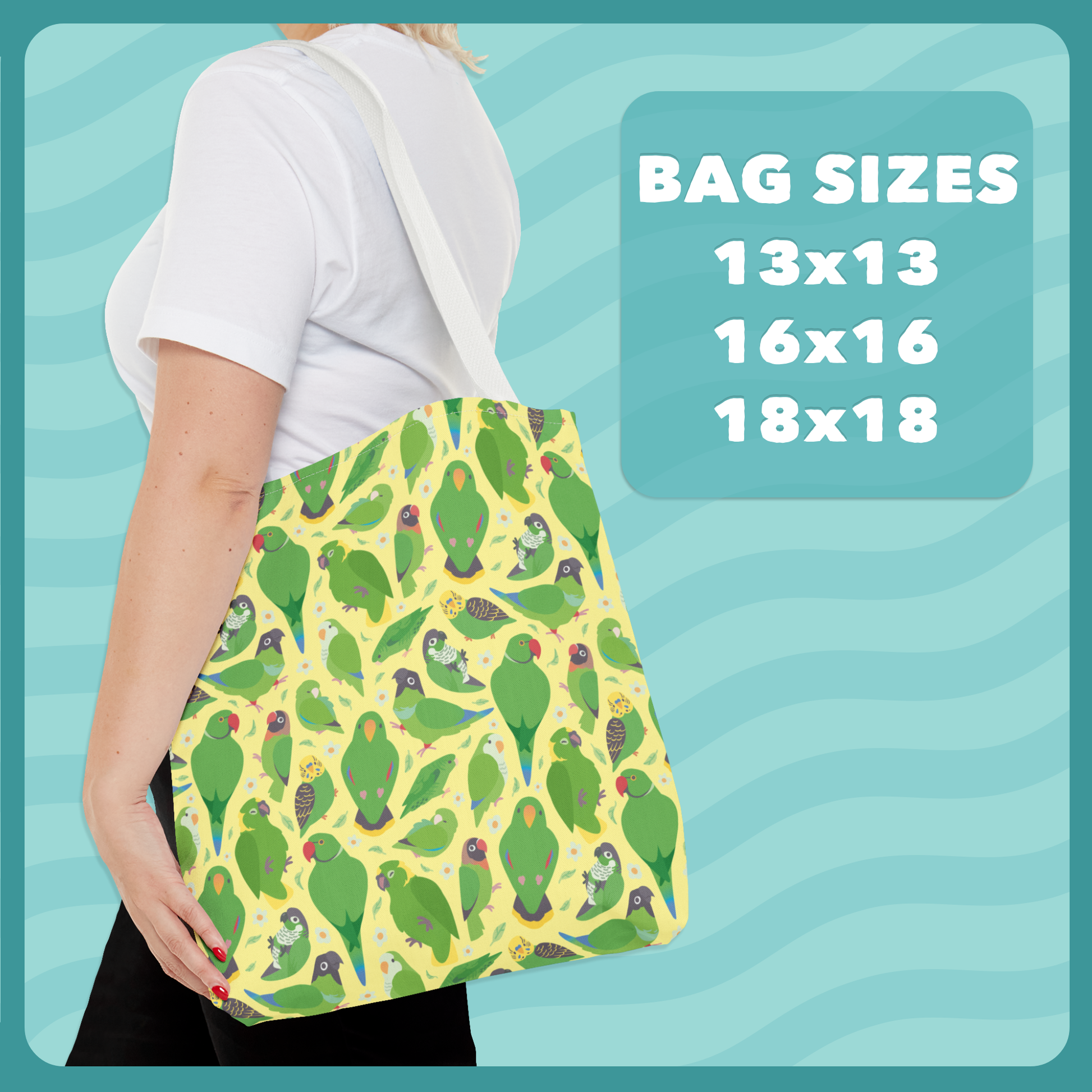 Green Parrot Species Pattern Tote Bag