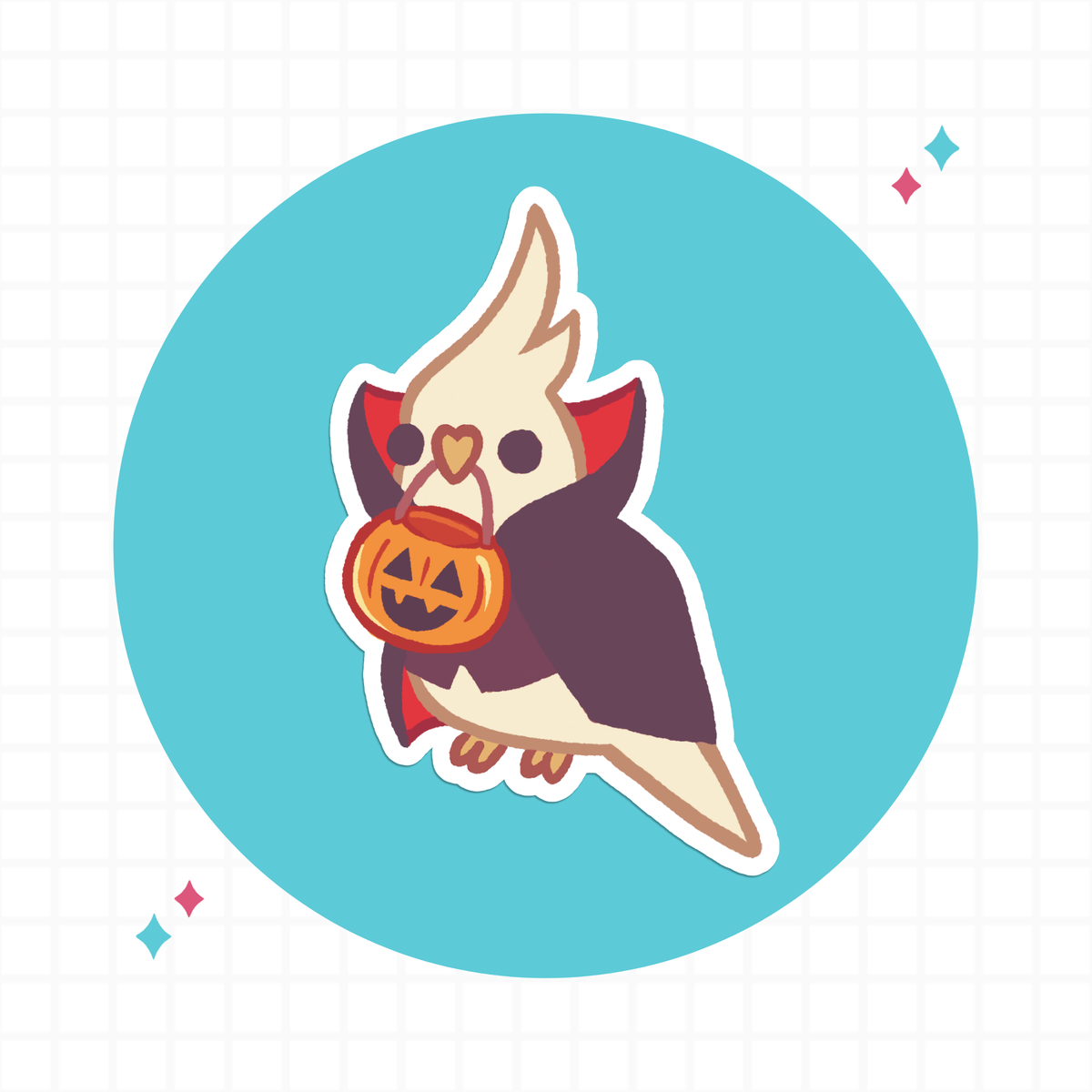 Trick or Treat Vampire Cockatiel Sticker