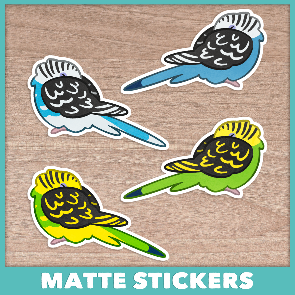 Wing Tuck Sleepy Budgie Stickers