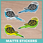 Wing Tuck Sleepy Budgie Stickers