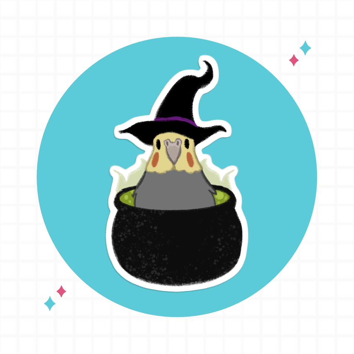 Spooky Witch Cockatiel Sticker